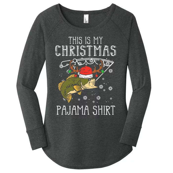 Festive Holiday Fishing Pajama for Dad Women's Perfect Tri Tunic Long Sleeve Shirt