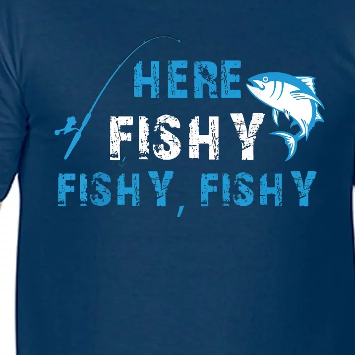 Fishing Here Fishy Bass Fish Gift Women Funny Comfort Colors T-Shirt