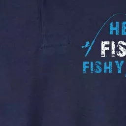 Fishing Here Fishy Bass Fish Gift Women Funny Softstyle Adult Sport Polo