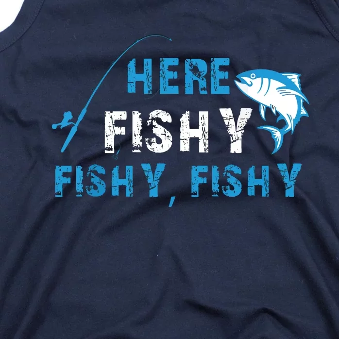 Fishing Here Fishy Bass Fish Gift Women Funny Tank Top