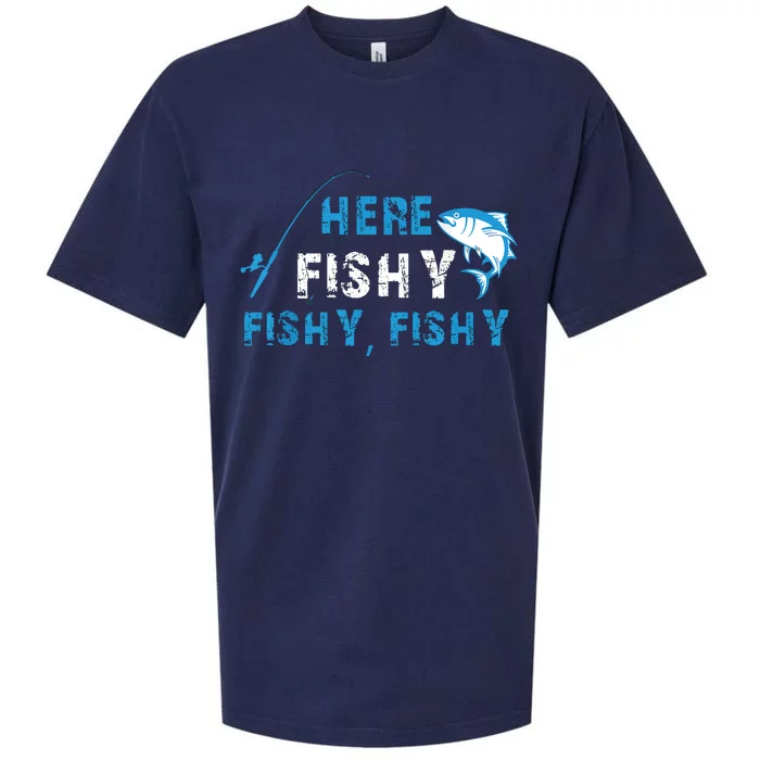 Fishing Here Fishy Bass Fish Gift Women Funny Sueded Cloud Jersey T-Shirt