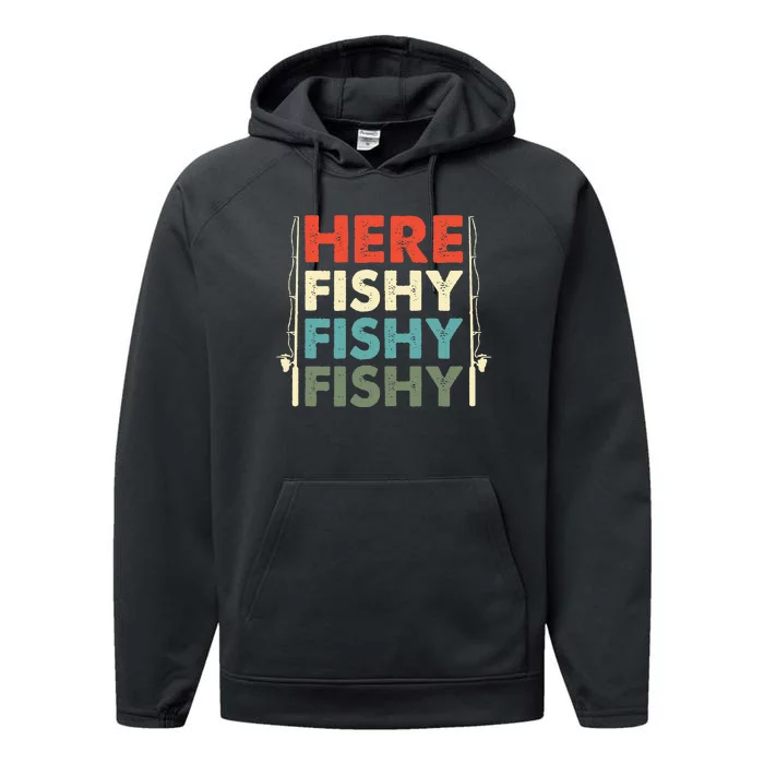 Fish Hunting Fishing Fishrod Fisherman Performance Fleece Hoodie