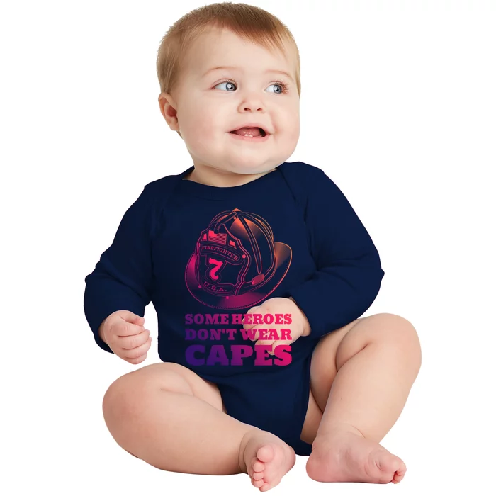 Firefighter Hero Fire Saying Meaningful Gift Baby Long Sleeve Bodysuit