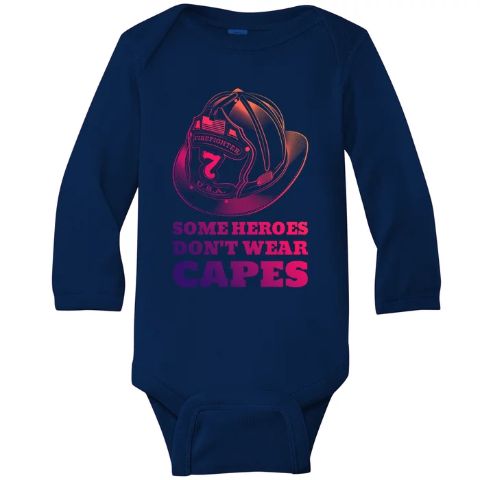 Firefighter Hero Fire Saying Meaningful Gift Baby Long Sleeve Bodysuit