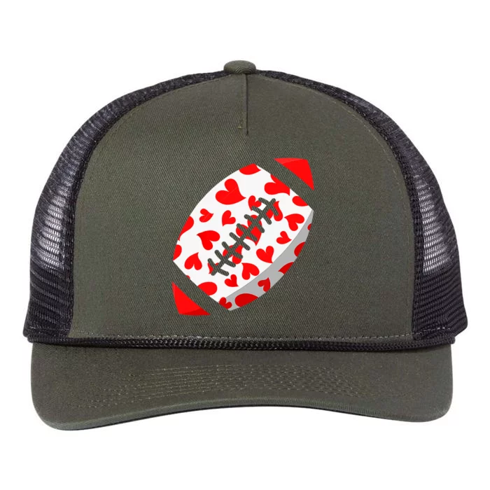 Funny Hearts Football Lover Matching Sports Valentines Day Retro Rope Trucker Hat Cap