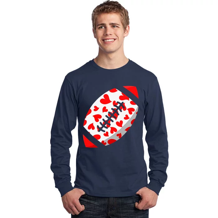 Funny Hearts Football Lover Matching Sports Valentines Day Tall Long Sleeve T-Shirt