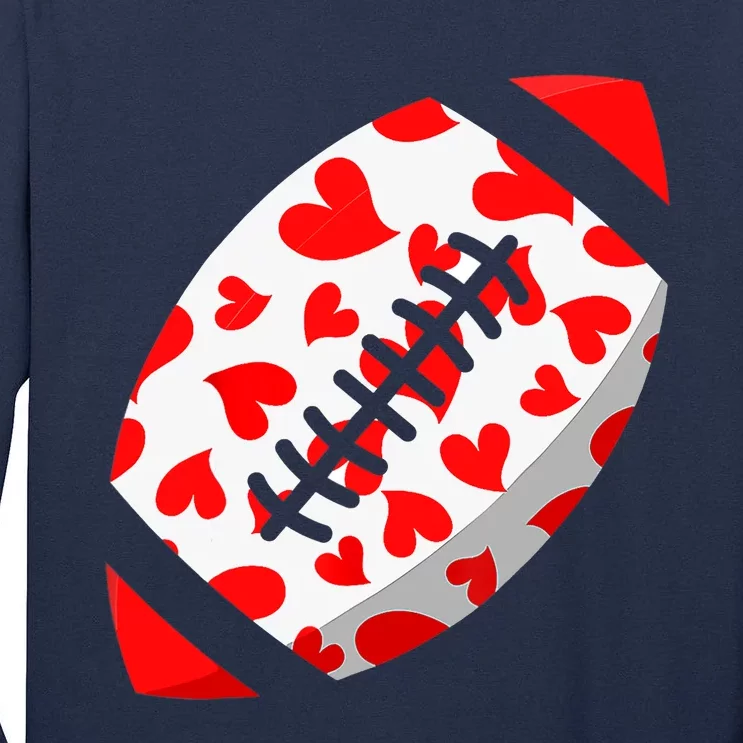 Funny Hearts Football Lover Matching Sports Valentines Day Tall Long Sleeve T-Shirt