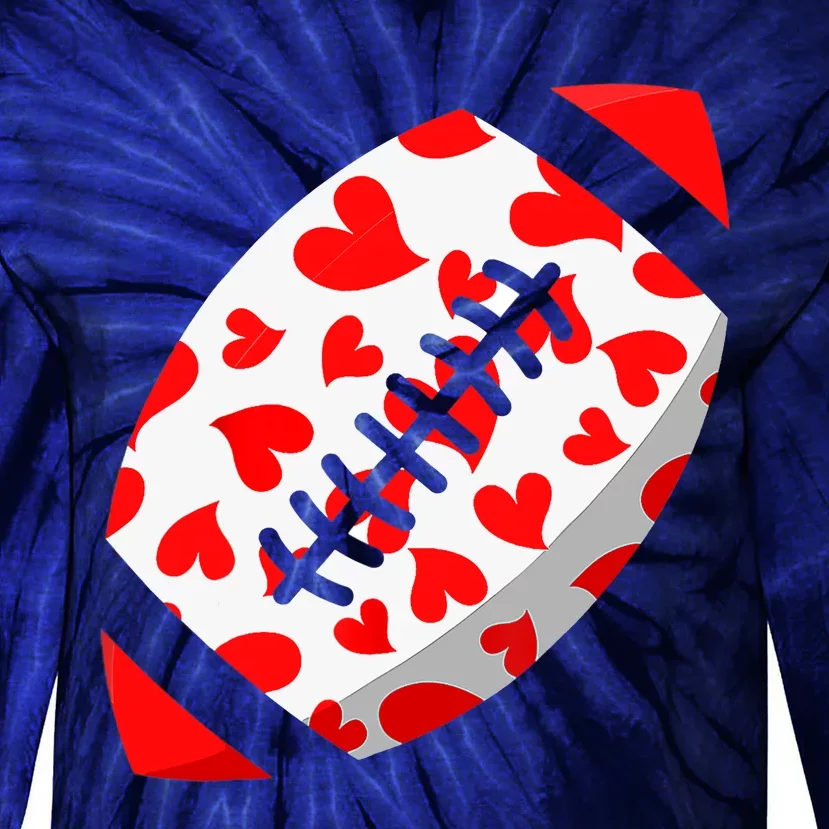 Funny Hearts Football Lover Matching Sports Valentines Day Tie-Dye Long Sleeve Shirt