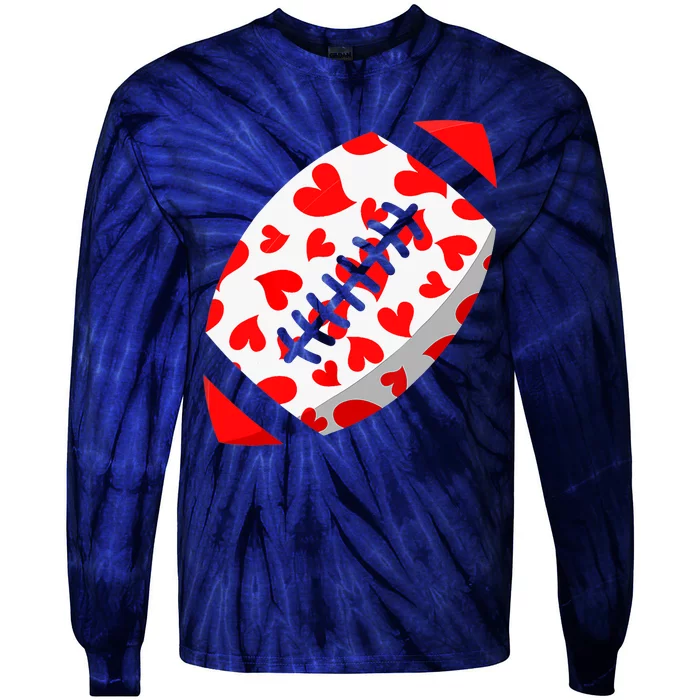 Funny Hearts Football Lover Matching Sports Valentines Day Tie-Dye Long Sleeve Shirt