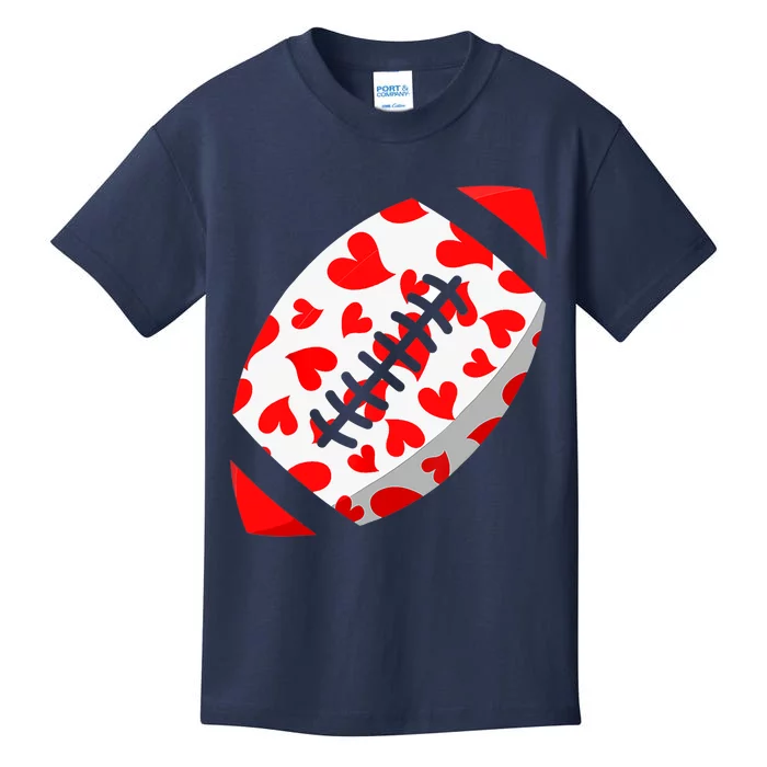 Funny Hearts Football Lover Matching Sports Valentines Day Kids T-Shirt