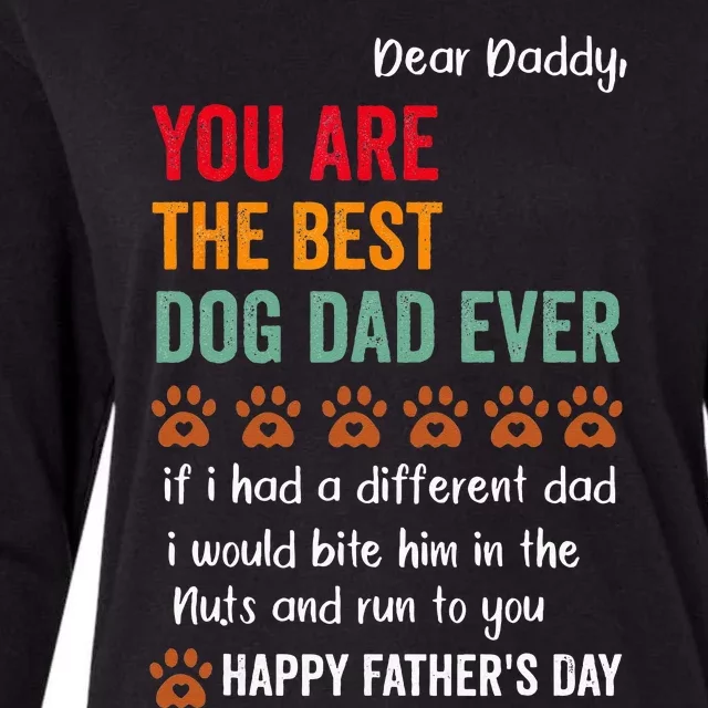 Funny Happy Fathers Day From Dog Treats To Dad Quote Womens Cotton Relaxed Long Sleeve T-Shirt