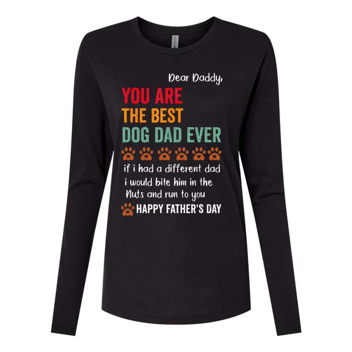 Funny Happy Fathers Day From Dog Treats To Dad Quote Womens Cotton Relaxed Long Sleeve T-Shirt