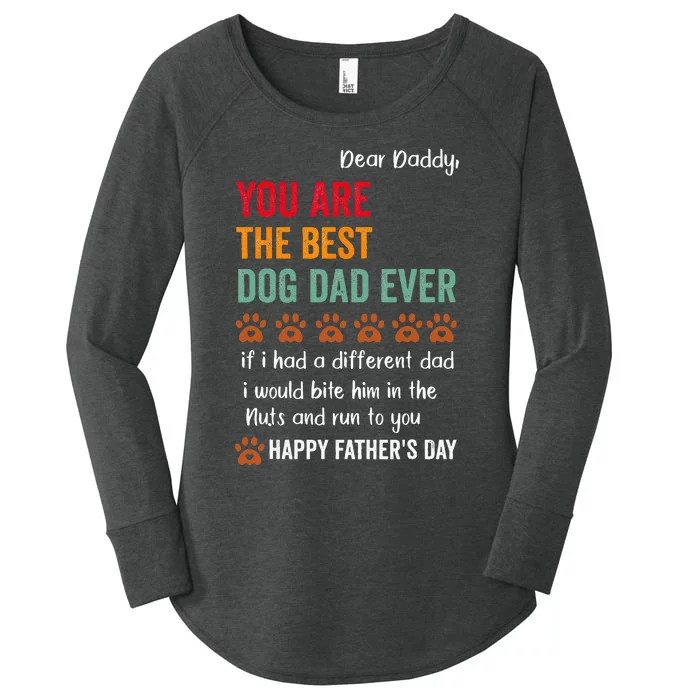 Funny Happy Fathers Day From Dog Treats To Dad Quote Women's Perfect Tri Tunic Long Sleeve Shirt