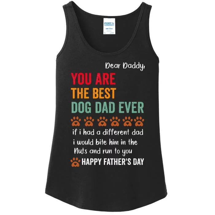 Funny Happy Fathers Day From Dog Treats To Dad Quote Ladies Essential Tank