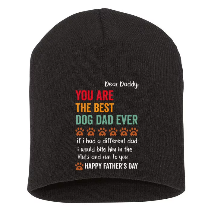 Funny Happy Fathers Day From Dog Treats To Dad Quote Short Acrylic Beanie