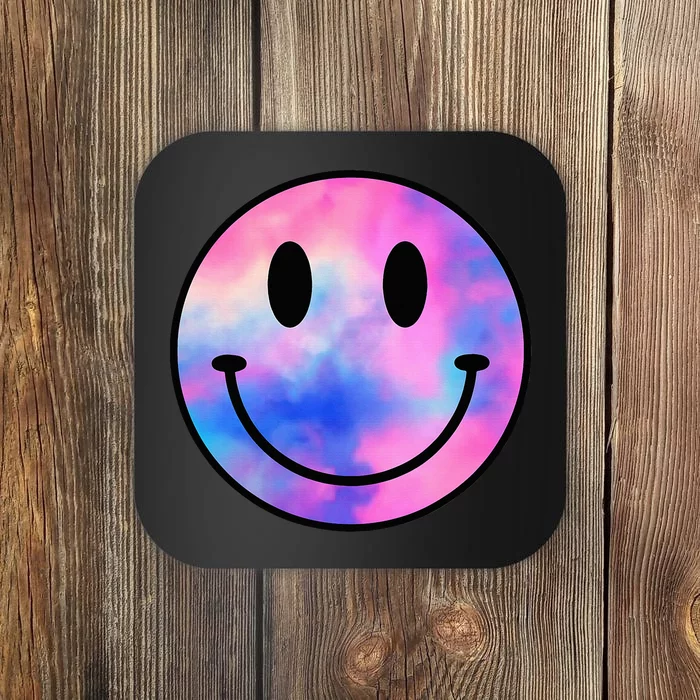 Funny Happy Face Tie Dye Smile Face Meme Trendy Coaster