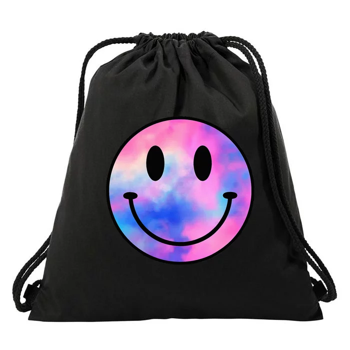 Funny Happy Face Tie Dye Smile Face Meme Trendy Drawstring Bag