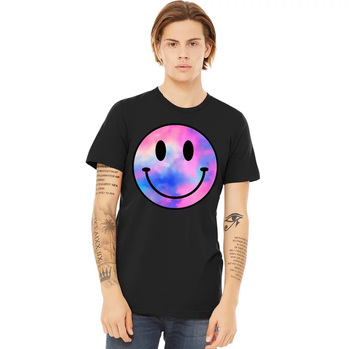 Funny Happy Face Tie Dye Smile Face Meme Trendy Premium T-Shirt