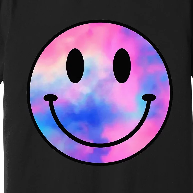 Funny Happy Face Tie Dye Smile Face Meme Trendy Premium T-Shirt