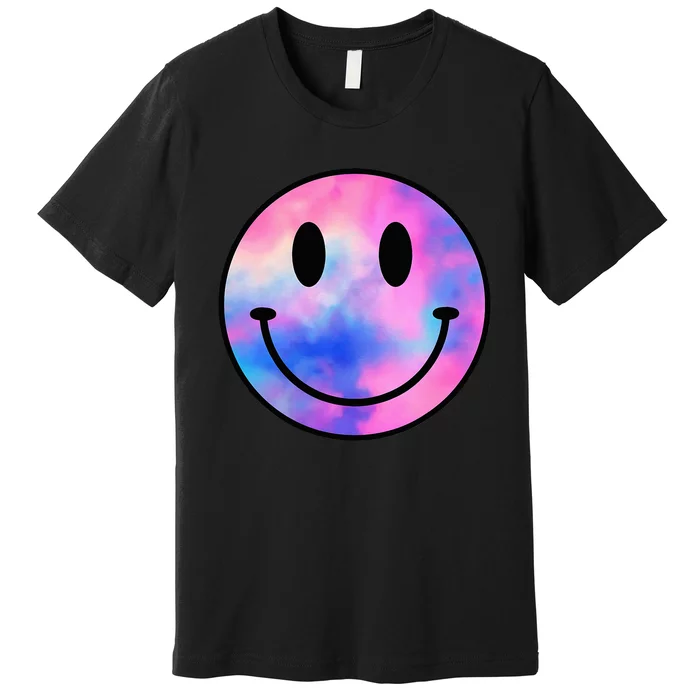 Funny Happy Face Tie Dye Smile Face Meme Trendy Premium T-Shirt