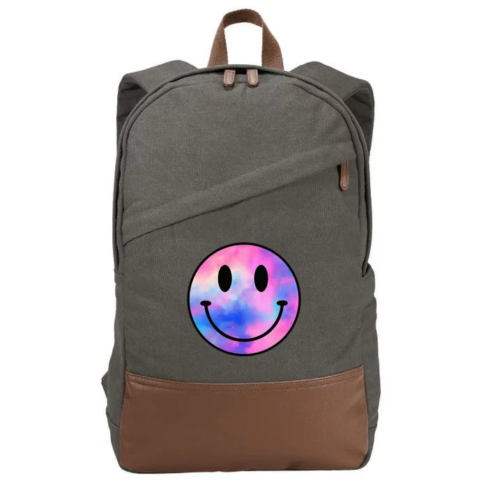 Funny Happy Face Tie Dye Smile Face Meme Trendy Cotton Canvas Backpack