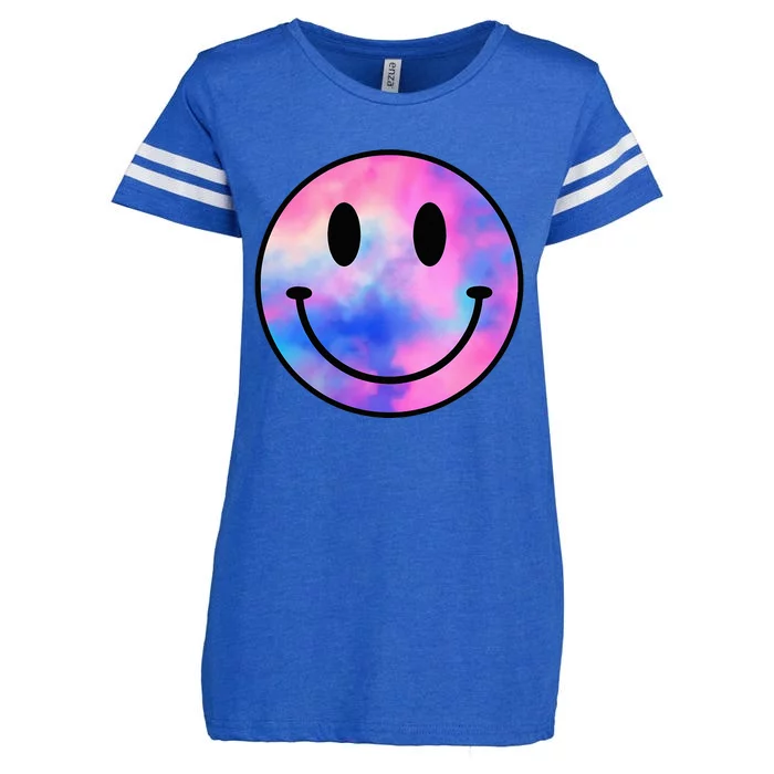 Funny Happy Face Tie Dye Smile Face Meme Trendy Enza Ladies Jersey Football T-Shirt