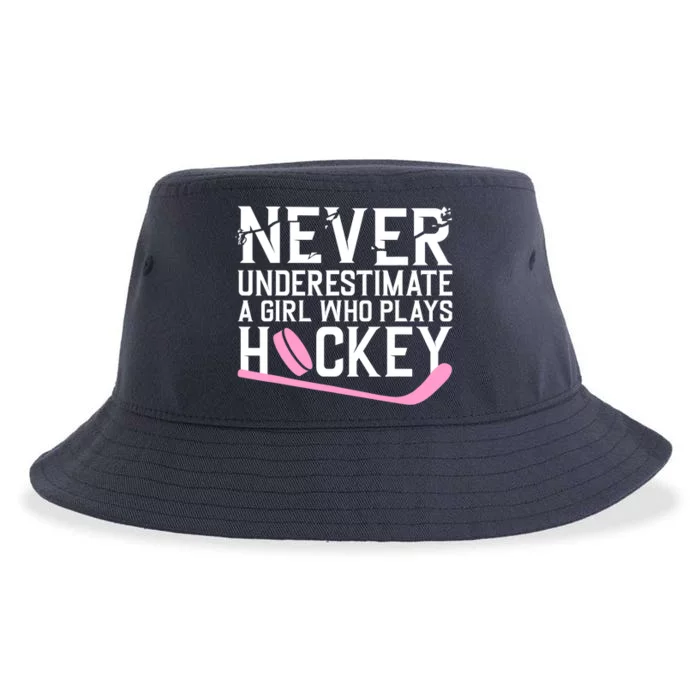 Funny Hockey For Wo Girls Ice Hockey Player Hockey Lovers Sustainable Bucket Hat