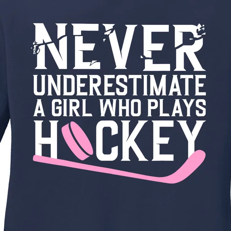 Funny Hockey For Wo Girls Ice Hockey Player Hockey Lovers Ladies Long Sleeve Shirt