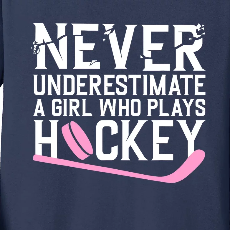 Funny Hockey For Wo Girls Ice Hockey Player Hockey Lovers Kids Long Sleeve Shirt