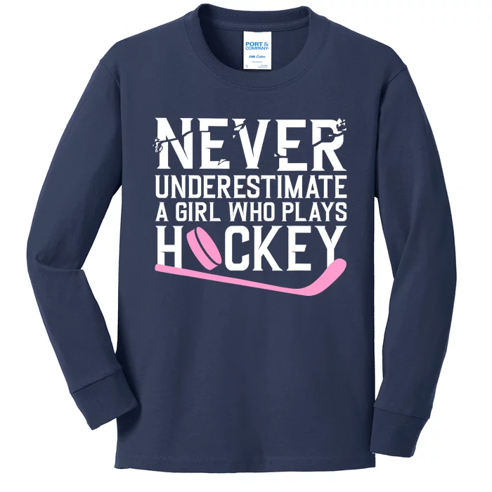 Funny Hockey For Wo Girls Ice Hockey Player Hockey Lovers Kids Long Sleeve Shirt