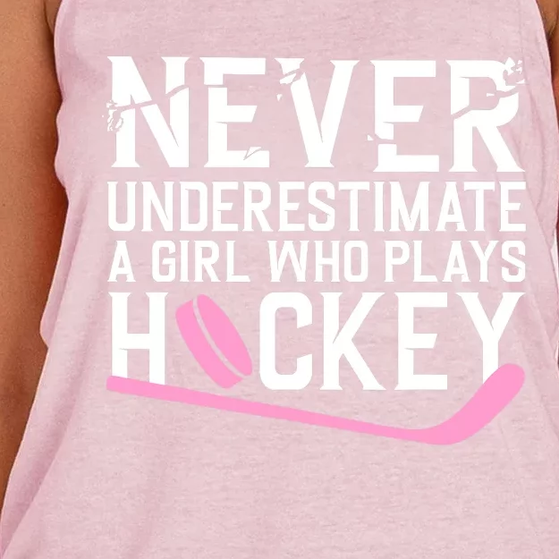 Funny Hockey For Wo Girls Ice Hockey Player Hockey Lovers Women's Knotted Racerback Tank