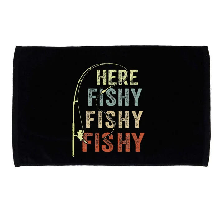 Fishing Here Fishy Bass Fish Gift Funny Microfiber Hand Towel