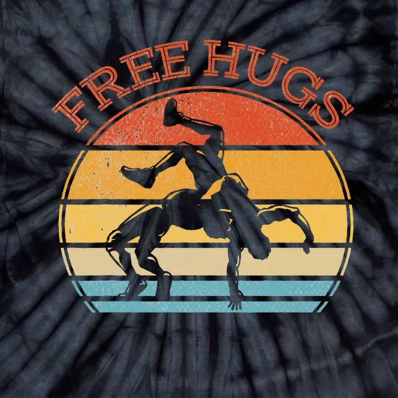 Free Hugs Funny Wrestling Wrestler Coach Tie-Dye T-Shirt