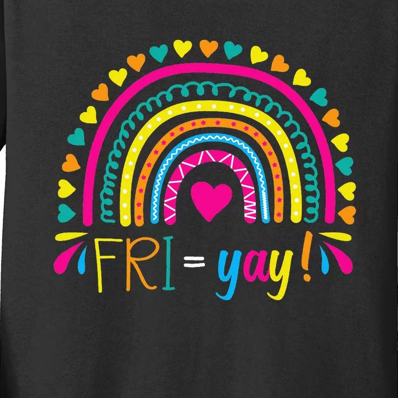 Friyay Happy Friday Lovers Fun Teacher Friyay School Kids Long Sleeve Shirt