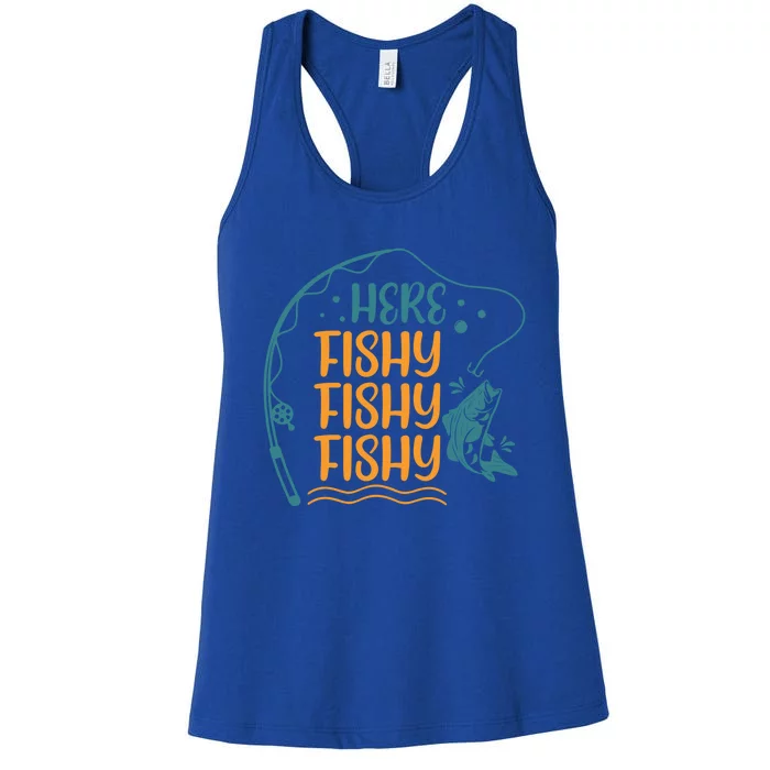 Fishing Here Fishy Gift Women's Racerback Tank