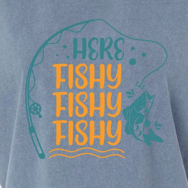 Fishing Here Fishy Gift Garment-Dyed Women's Muscle Tee