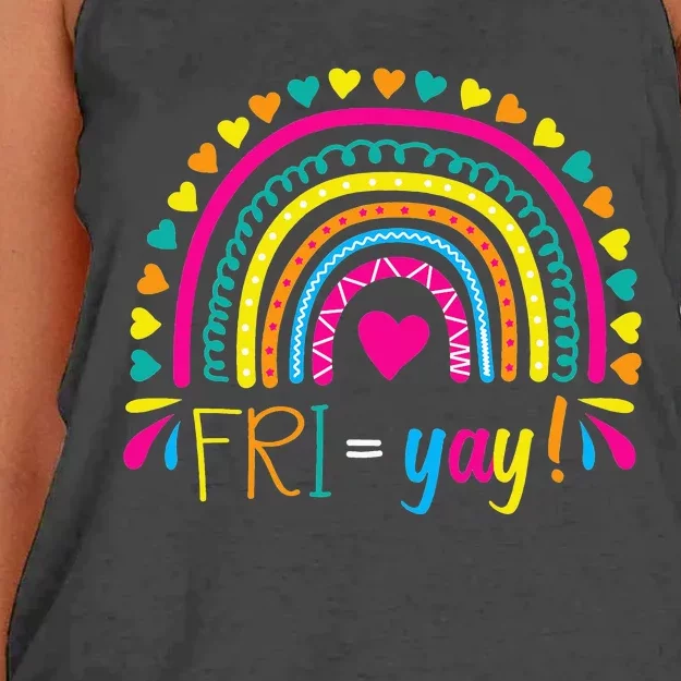 Fri-Yay Happy Friday Lovers Fun Teacher TGIF Friyay School Women's Knotted Racerback Tank