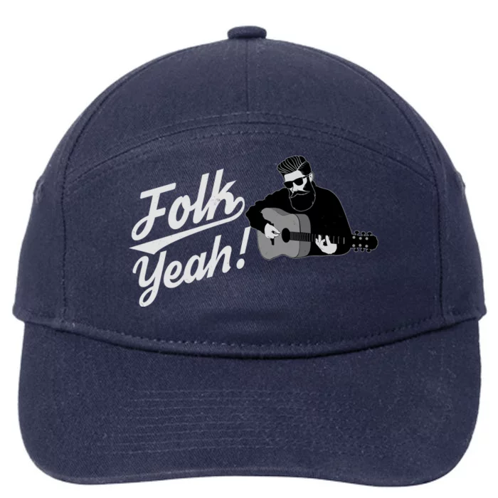 Funny Hipster Folk Yeah! Folk Music Acoustic Guitar Lover 7-Panel Snapback Hat