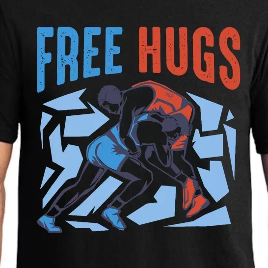 Free Hugs Funny Wrestling Gifts For Wrestlers Boy Pajama Set