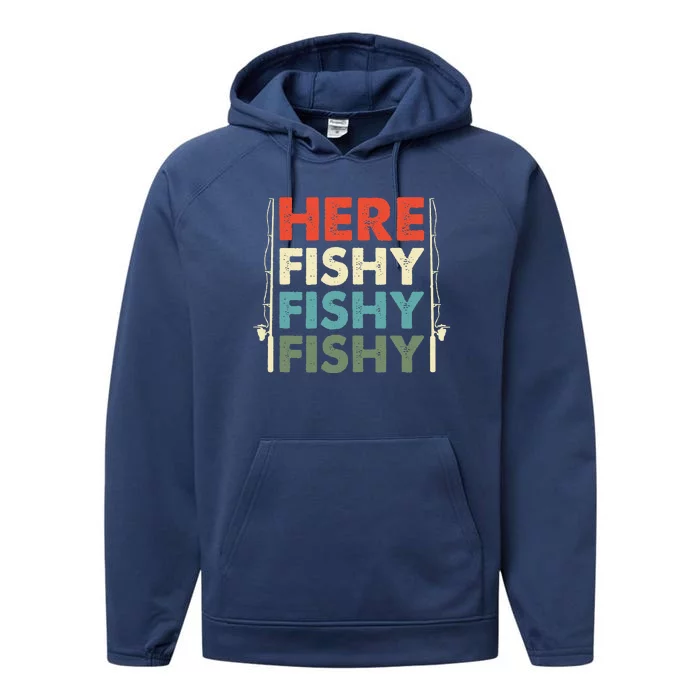 Fish Hunting Fishing Fishrod Fisherman Performance Fleece Hoodie