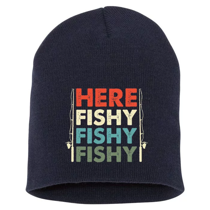 Fish Hunting Fishing Fishrod Fisherman Short Acrylic Beanie