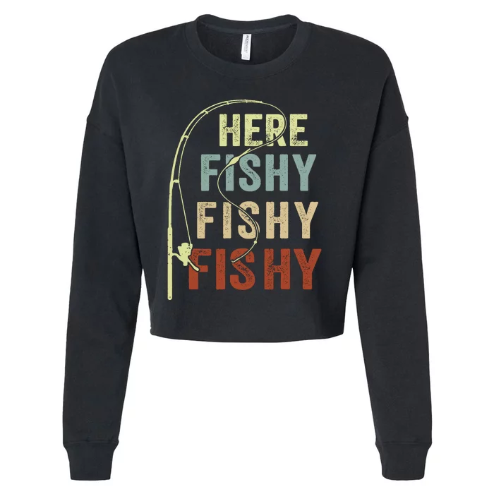 Fishingshirt Herefishy Funny Cropped Pullover Crew