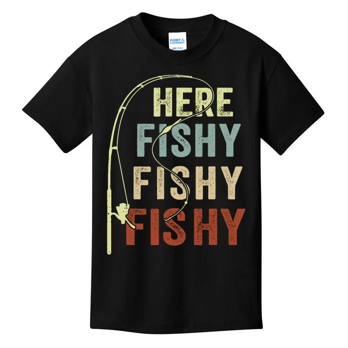 Fishingshirt Herefishy Funny Kids T-Shirt