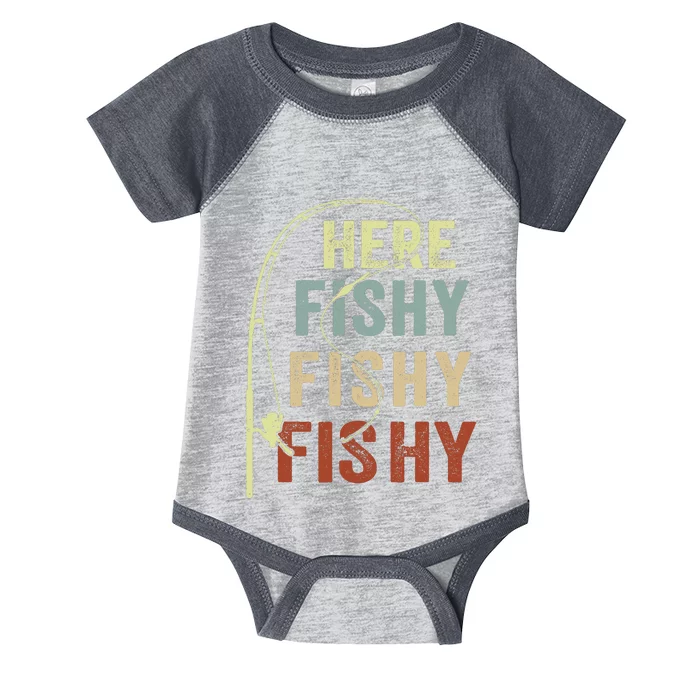 Fishingshirt Herefishy Funny Infant Baby Jersey Bodysuit