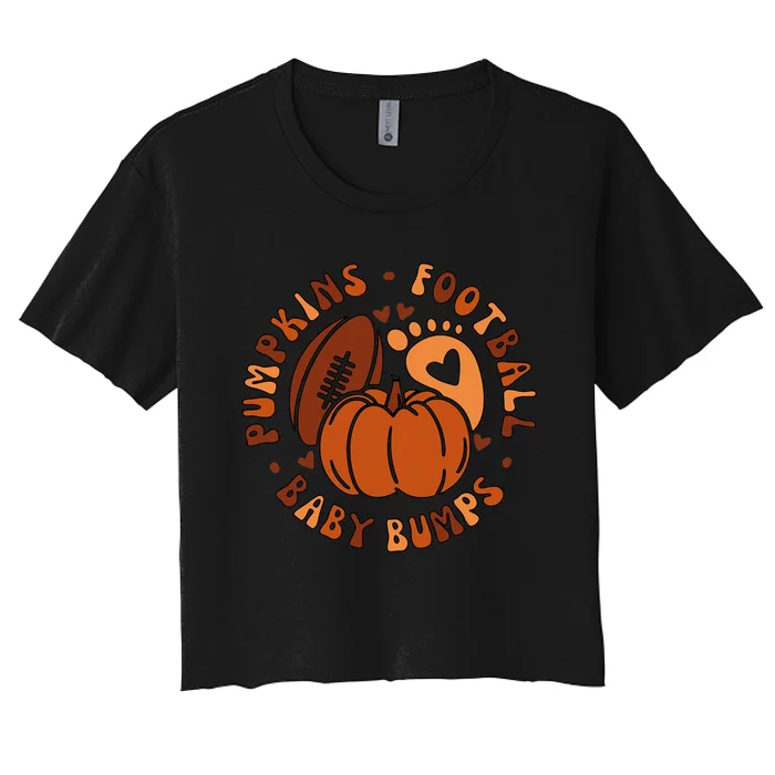 Fall Harvest Football Maternity Women's Crop Top Tee