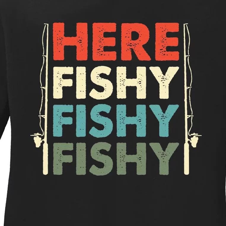 Fish Hunting Fishing Fishrod Fisherman Ladies Long Sleeve Shirt