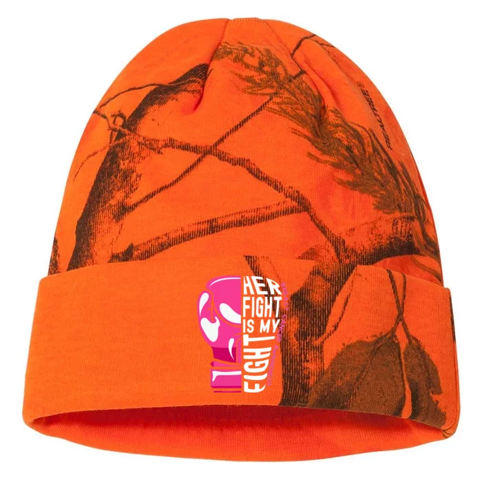 Funny Her Fight Is My Fight Boxing Glove Breast Cancer Awareness Kati - 12in Camo Beanie