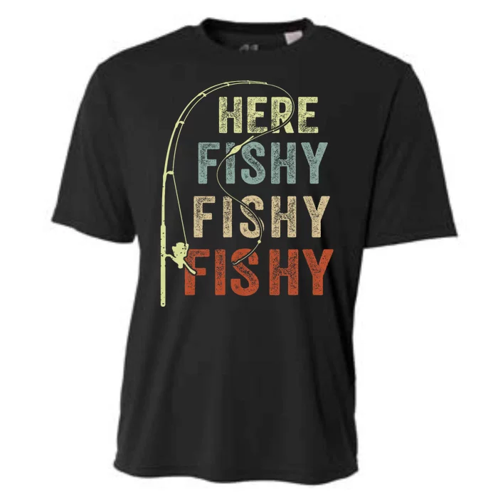 Fishing Here Fishy Funny Cooling Performance Crew T-Shirt