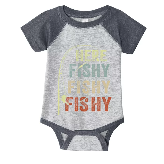 Fishing Here Fishy Funny Infant Baby Jersey Bodysuit