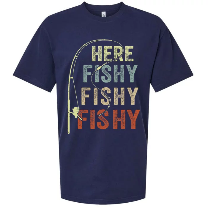 Fishing Here Fishy Funny Sueded Cloud Jersey T-Shirt